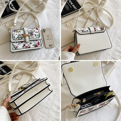 Crocodile Pattern Women Handbag Flap Pu Leather Messenger Bag