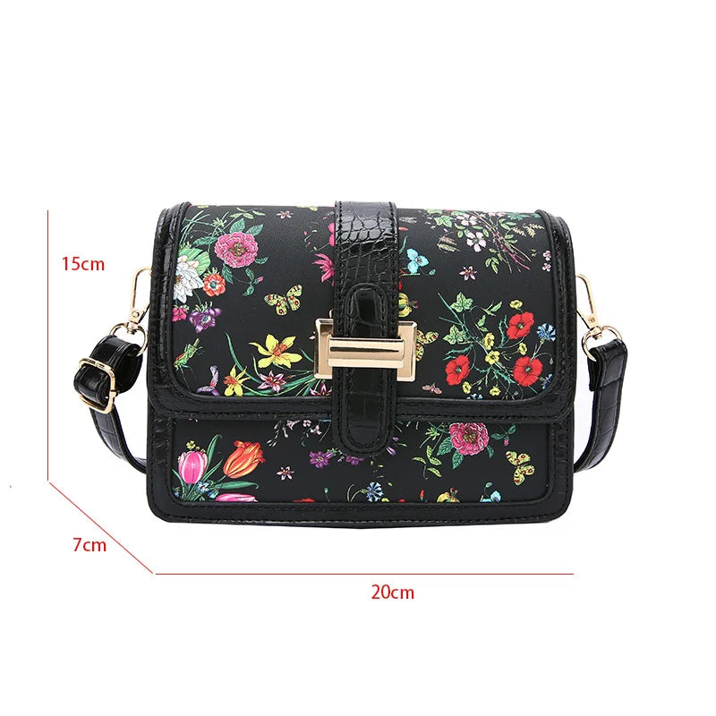 Crocodile Pattern Women Handbag Flap Pu Leather Messenger Bag