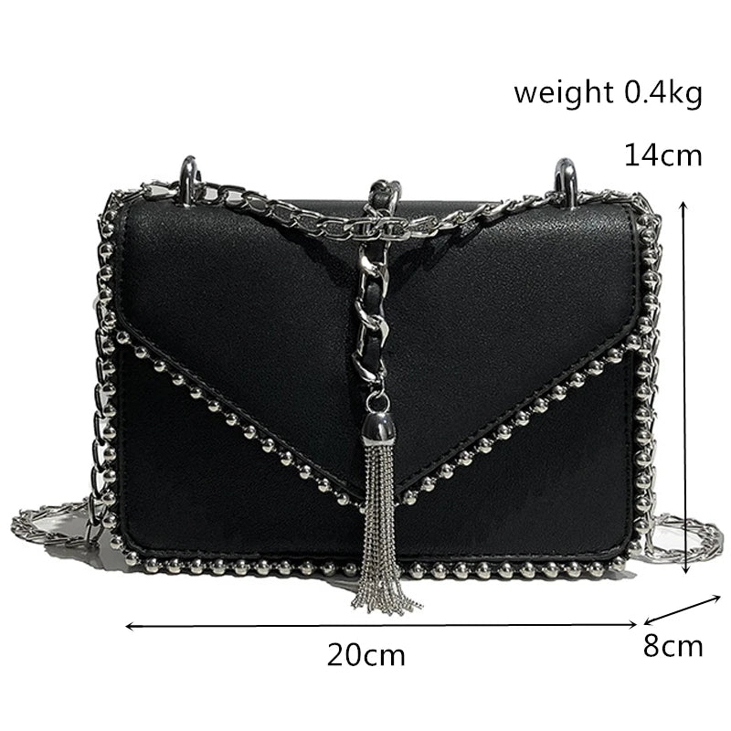 Small Square Crossbody Bag for Women PU Leather Chain Shoulder Messenger
