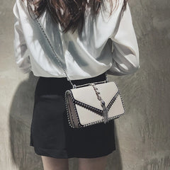 Small Square Crossbody Bag for Women PU Leather Chain Shoulder Messenger