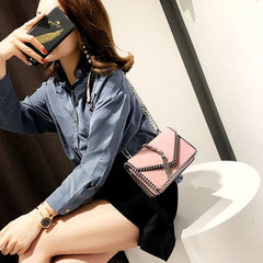 Small Square Crossbody Bag for Women PU Leather Chain Shoulder Messenger