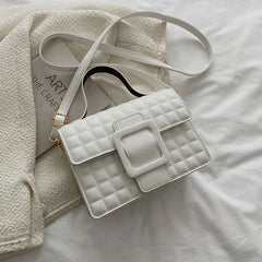 High PU Leather Shoulder Bag Square Solid Female Crossbody Purse