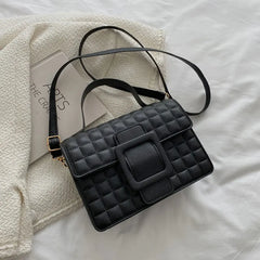 High PU Leather Shoulder Bag Square Solid Female Crossbody Purse