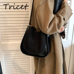 Vintage Patchwork Faux Suede Shoulder Bag