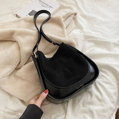 Vintage Patchwork Faux Suede Shoulder Bag