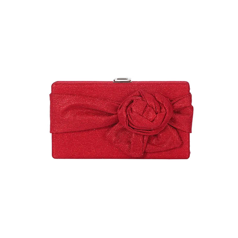 Glittering Fabric Flower Clutches Women Vintage Evening Bag