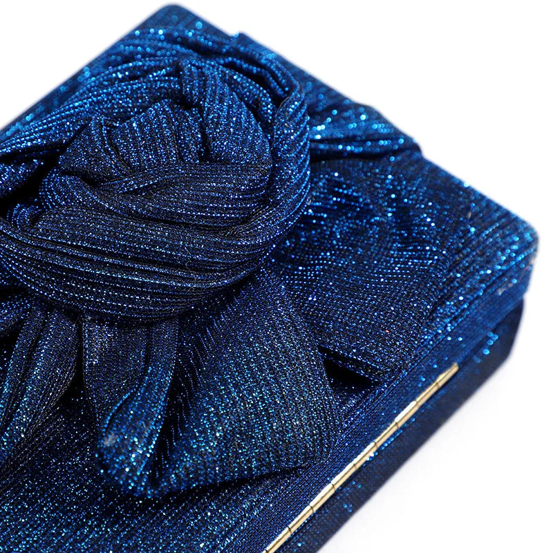 Glittering Fabric Flower Clutches Women Vintage Evening Bag