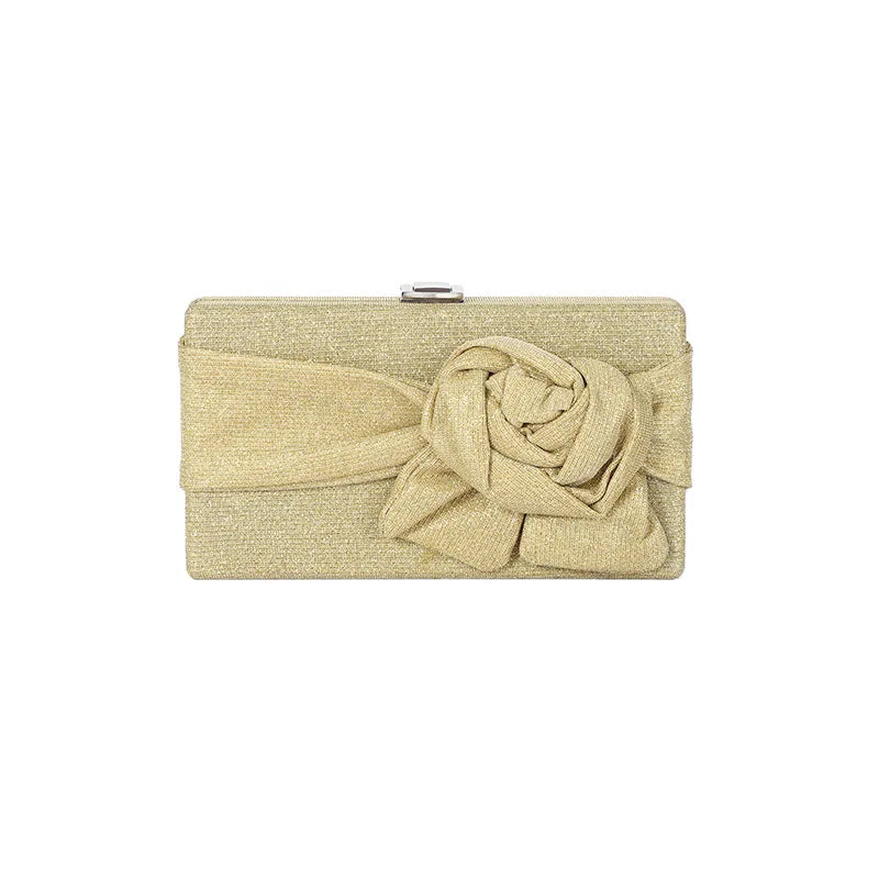 Glittering Fabric Flower Clutches Women Vintage Evening Bag