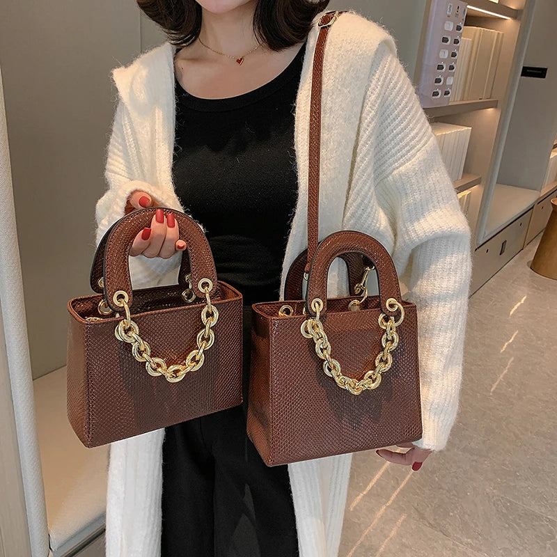 Small Square Metal Chain Clutch Shoulder Bag
