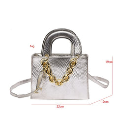 Small Square Metal Chain Clutch Shoulder Bag