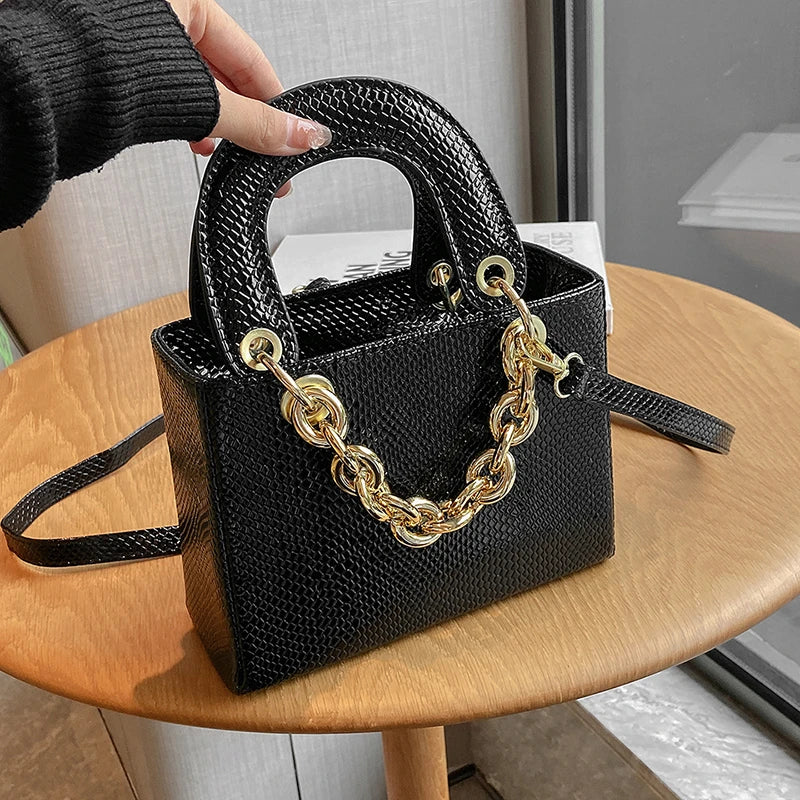 Small Square Metal Chain Clutch Shoulder Bag