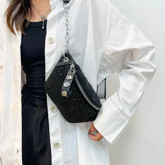 Women's Diamond Fanny Pack Chain Shoulder Bag