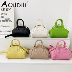 Lattice Shoulder Bag Women Clutch Crossbody Pleated Handbag Handle Bag