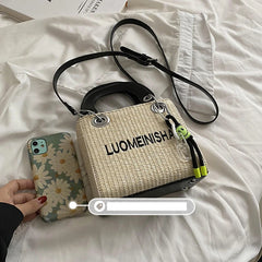 Straw Shoulder Bag Small Crossbody Beach Handbag