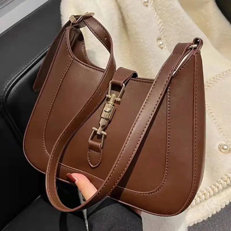 Women Leather Crossbody Shoulder Bag Top Handle Underarm Bag