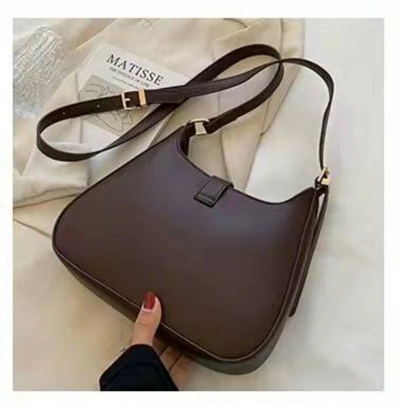 Women Leather Crossbody Shoulder Bag Top Handle Underarm Bag