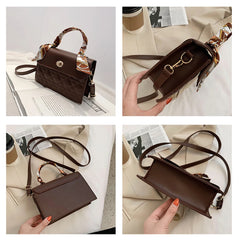 Square Flap Crossbody Bag for Women Soft PU Leather Shoulder Handbag