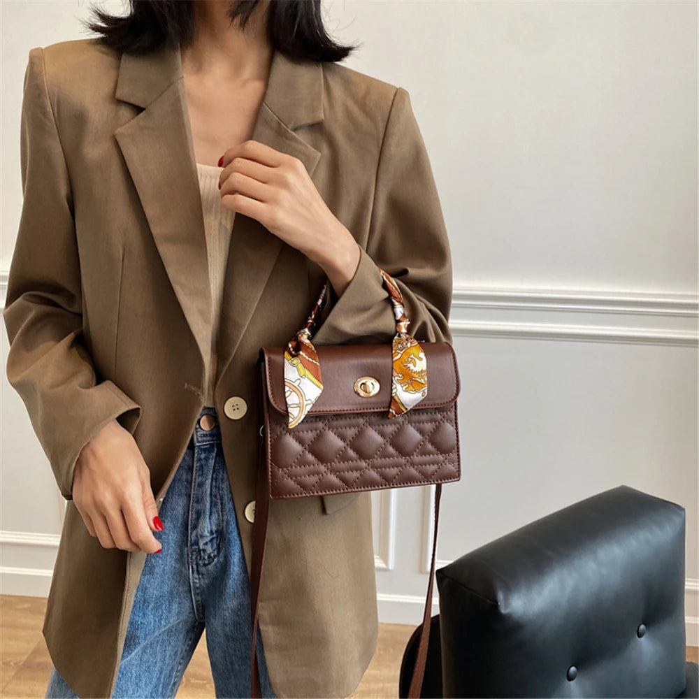 Square Flap Crossbody Bag for Women Soft PU Leather Shoulder Handbag