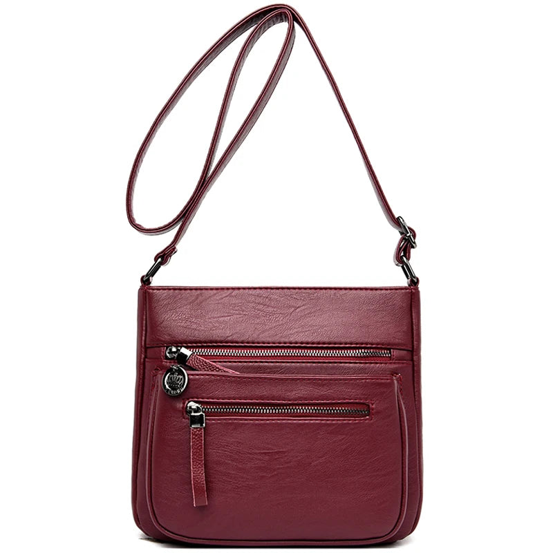 Soft Leather Tote Bags for Women Multi-pocket Shoulder Messenger Bags