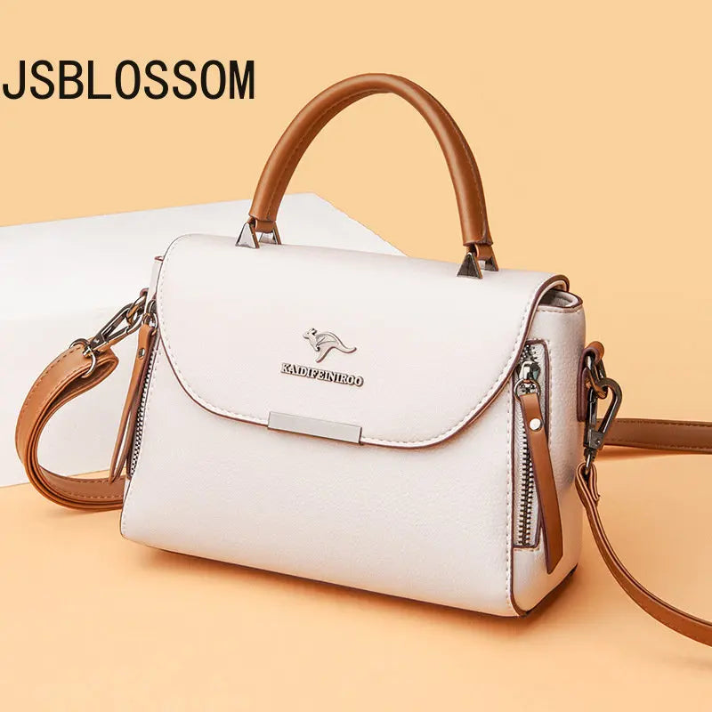 Small Square Leather Shoulder Bag Solid Color Casual Handbag