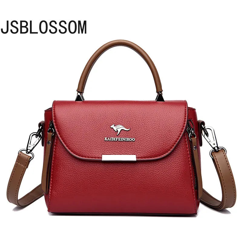 Small Square Leather Shoulder Bag Solid Color Casual Handbag