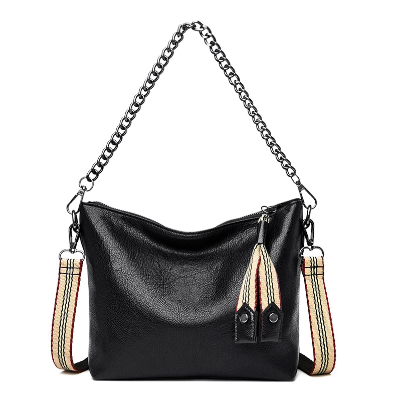 PU Leather Shoulder Bags For Women Chain High Capacity Handbags