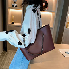 PU Leather Women Shoulder Bag High Capacity Handbag Chain Travel Bag