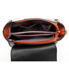Plaid Women Bags Leather Backpacks 4 Pcs Shoulder Bags Set