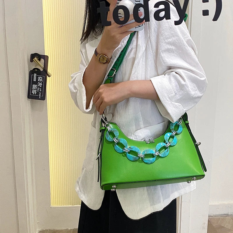PU Leather Chain Handbags Small Shoulder Messenger Bag for Women