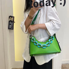 PU Leather Chain Handbags Small Shoulder Messenger Bag for Women