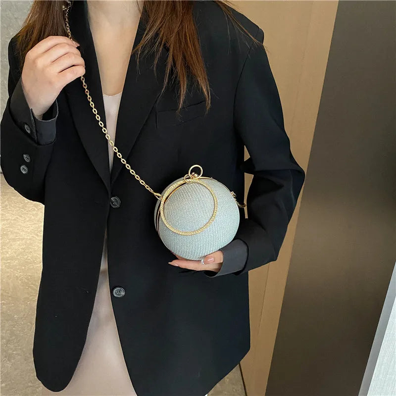 Ring Handbags Chain Shoulder Ball Dinner Bag Crossbody Satchel