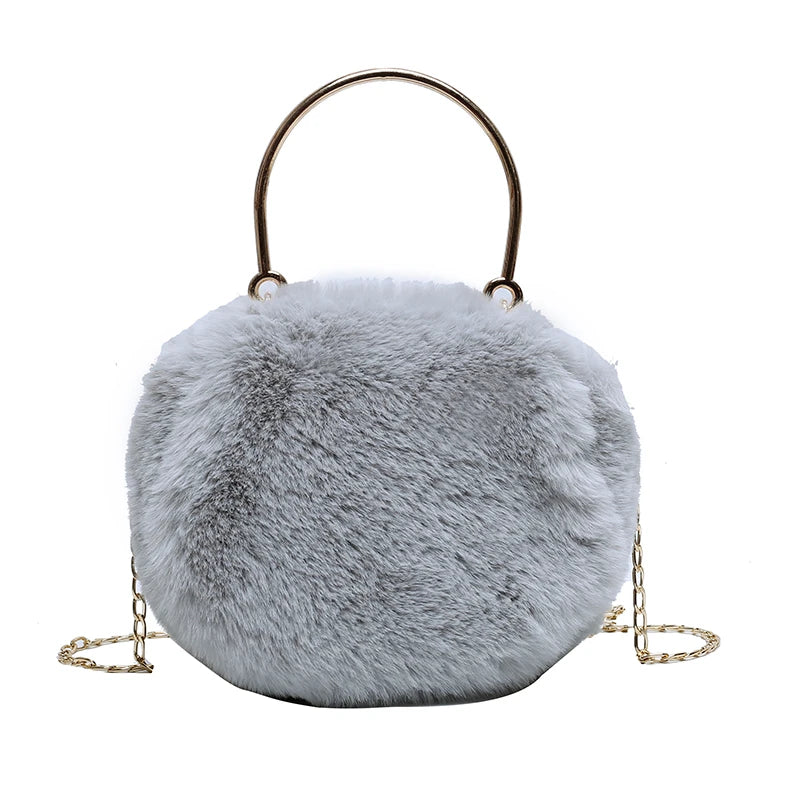 Winter Plush Bags for Women Handbags Ladies Warm Fur Chain Shoulder Bag