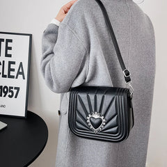 Heart Love Rivet Shoulder Messenger Bag PU Leather Ladies Bag