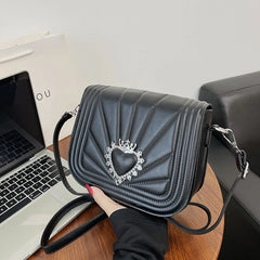 Heart Love Rivet Shoulder Messenger Bag PU Leather Ladies Bag