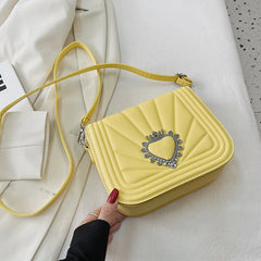 Heart Love Rivet Shoulder Messenger Bag PU Leather Ladies Bag