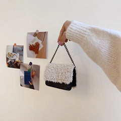 Soft Leather Chain Shoulder Crossbody Bag Lady Casual Fluffy Purse
