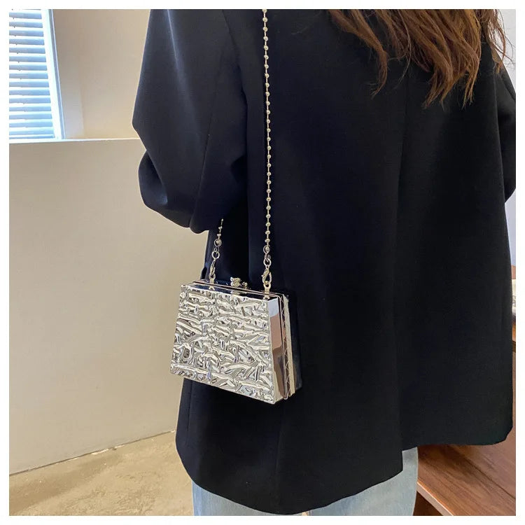 Foil Print Shoulder Bag PVC Crossbody Acrylic Box Bag For Women