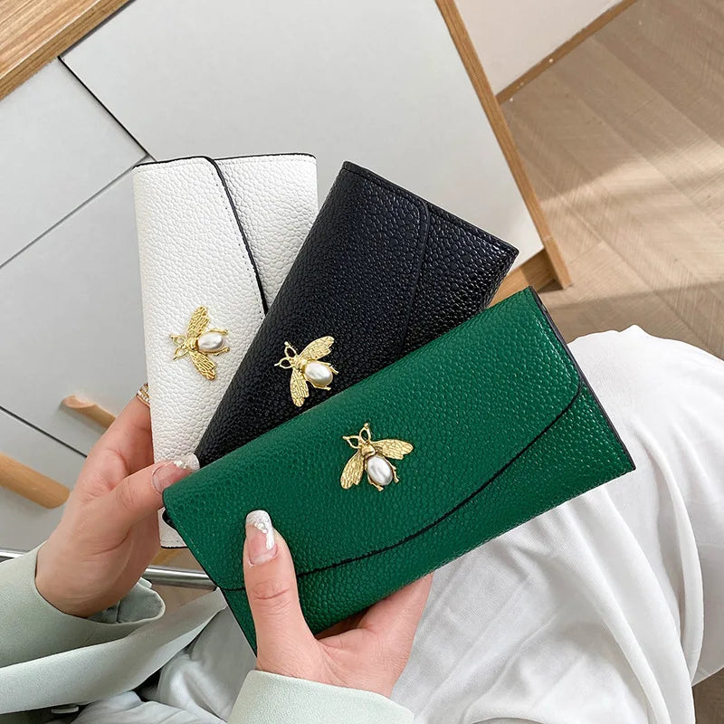 Long Ultra-Thin Wallet Female Honeybee Large Capacity Clutch Wallet