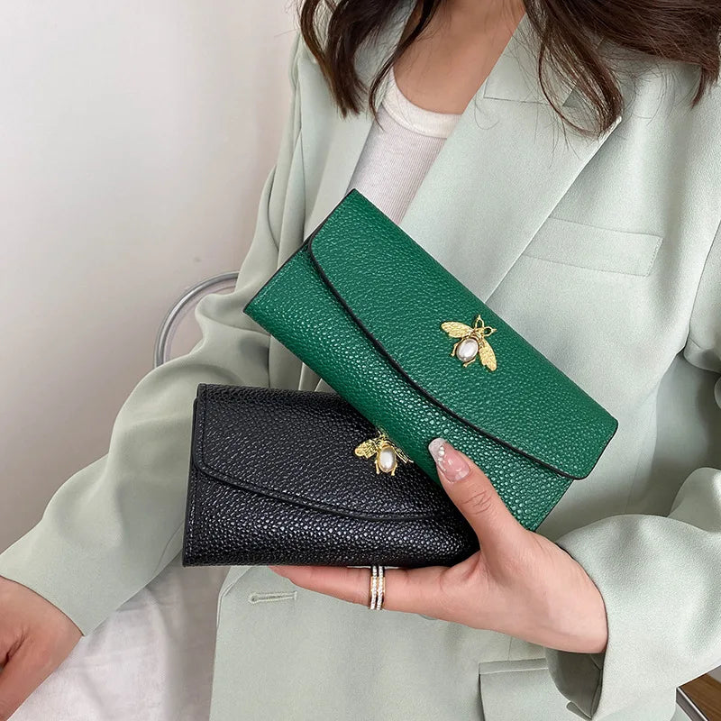 Long Ultra-Thin Wallet Female Honeybee Large Capacity Clutch Wallet