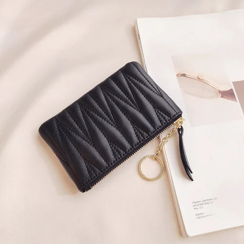 Zipper Organizer Short Purse Mini Money Bag Sheepskin