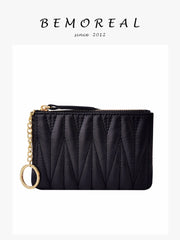 Zipper Organizer Short Purse Mini Money Bag Sheepskin