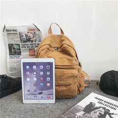 Canvas Student School Bag Large Capacity Backpack