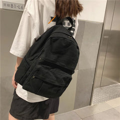 Canvas Student School Bag Large Capacity Backpack