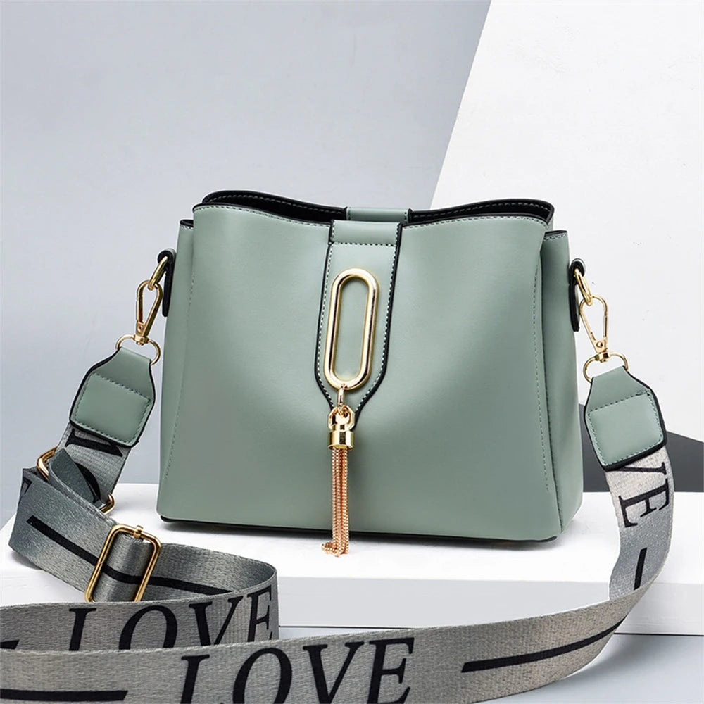 Pu Leather Women's Bucket Bag Crossbody Messenger