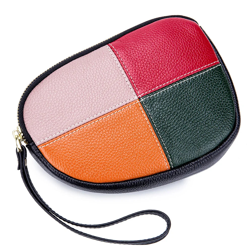 Women Leather Clutches Plaid Red Phone Bag Ladies Zipper Clutch Wallet