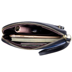 Women Leather Clutches Plaid Red Phone Bag Ladies Zipper Clutch Wallet