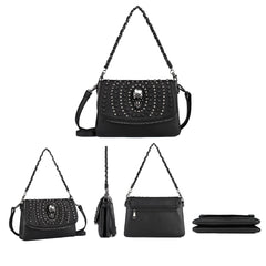 Women Shoulder Bag Crossbody Bag Punk Stud Skull Handbag Purse