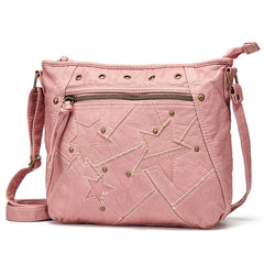 Women Shoulder Bag Crossbody Bag Pu Leather Handbag Purse Star Patchwork