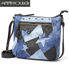 Women Shoulder Bag Crossbody Bag Pu Leather Handbag Purse Star Patchwork