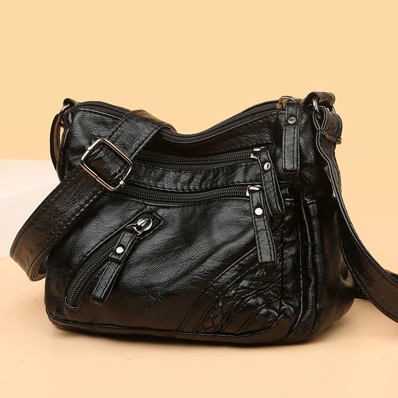 Women Soft Pu Leather Shoulder Bag Small Square Crossbody Purses Vintage
